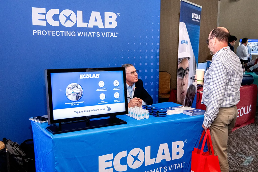 An exhibit booth at Membrane Technology Forum
